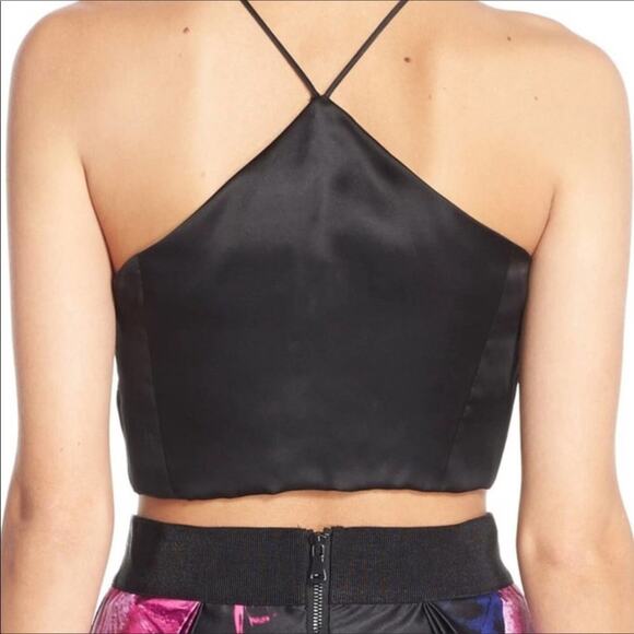 Milly NWT Black Silk Blouse Spaghetti Strap Cropped Audrey Top - Picture 3 of 8